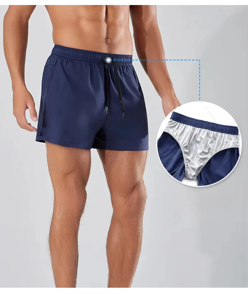 Mens sports shorts doublelayer running 2in1 beach jogging training fitness basketball workout clothes 250407