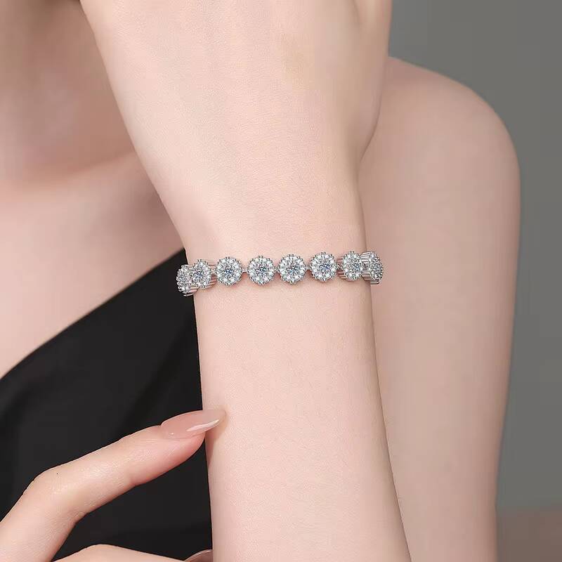 Factory Iced Out D Color Moissanite Tennis Bracelet S925 Sterling Silver GRA Moissanite Bracelets Hip Hop Womens Jewelry