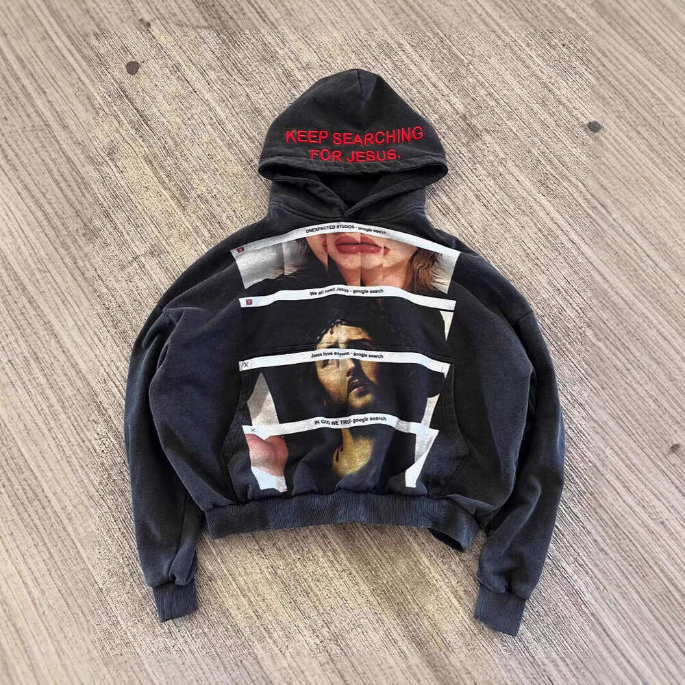 American street hip hop high-quality washed pure cotton embroidered design sense fashionable top for both men and women hoodie