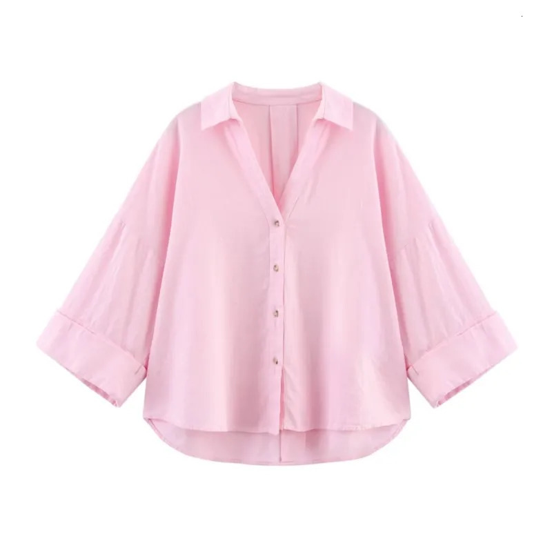 HipSeam Wide Sleeved Shirt Women Spring Asymmetric Hem Button Womens Shirts Simple Lady Johnny Collar Linen Shirts Blouses 250408