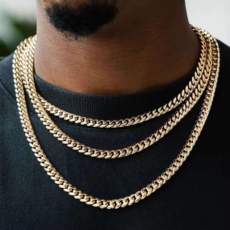 Gold Plated High Quality 6/8/10/12mm Miami Cuban Necklace 925 Sterling Silver Hiphop Cuban Link Chain