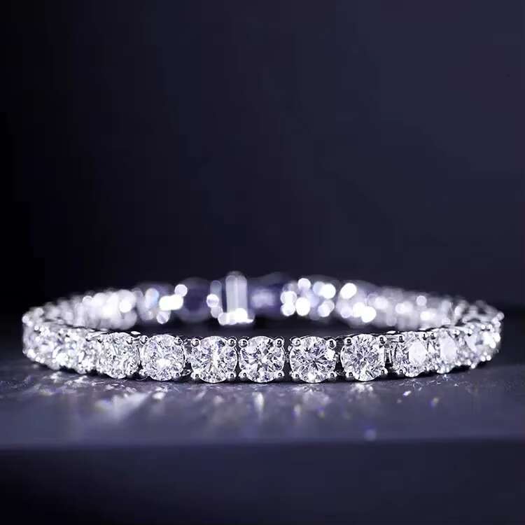 18k Gold Plated Moissanite Tennis Bracelet 2mm3mm4mm5mm Sterling Silver Women Fashion Tennis Bracelet Wholesale