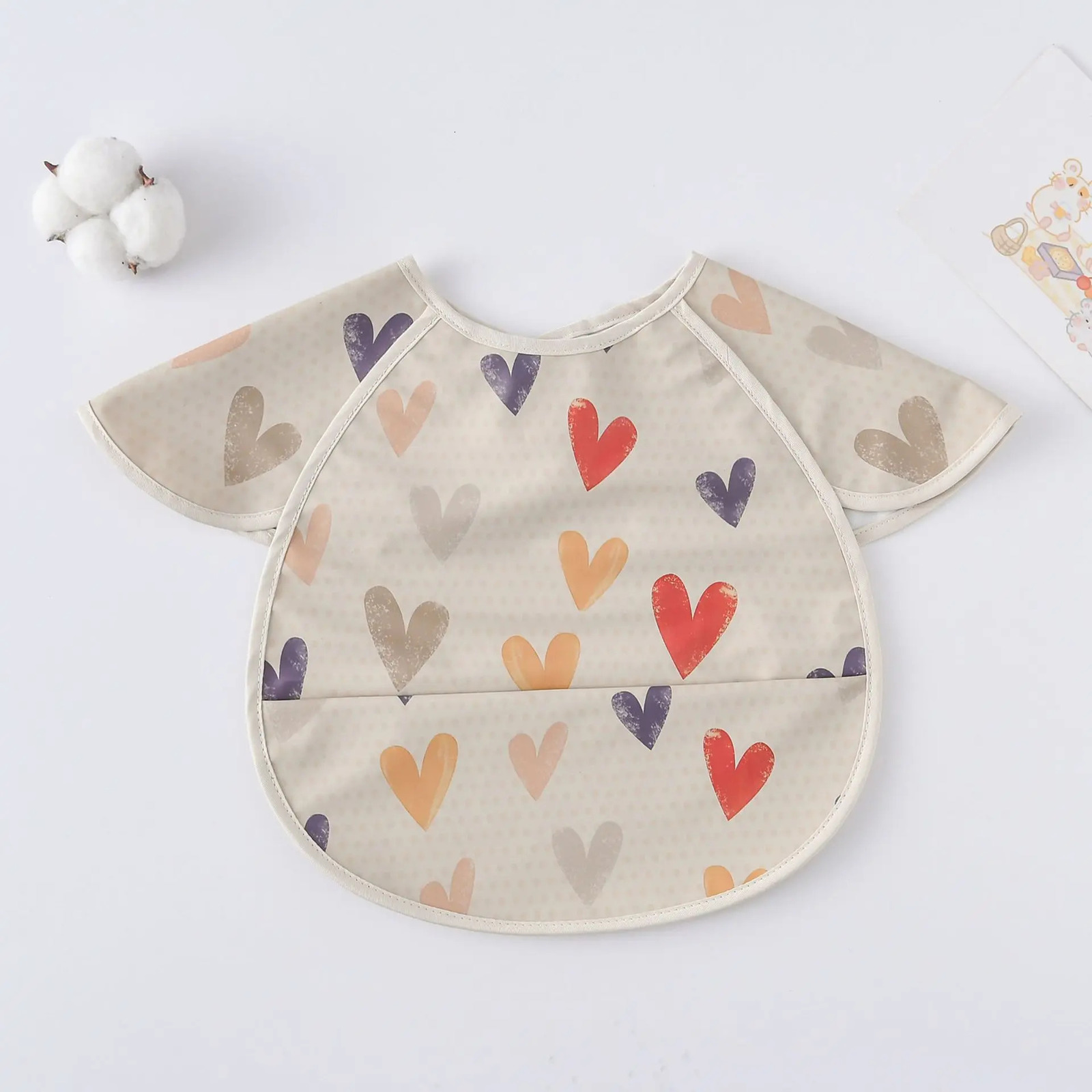 Korean Style Waterproof Short Sleeve Baby Bibs Cute Cartoon Feeding Apron Bib Burp Cloth For Toddler Boy Girl Bandana Bibs 250408