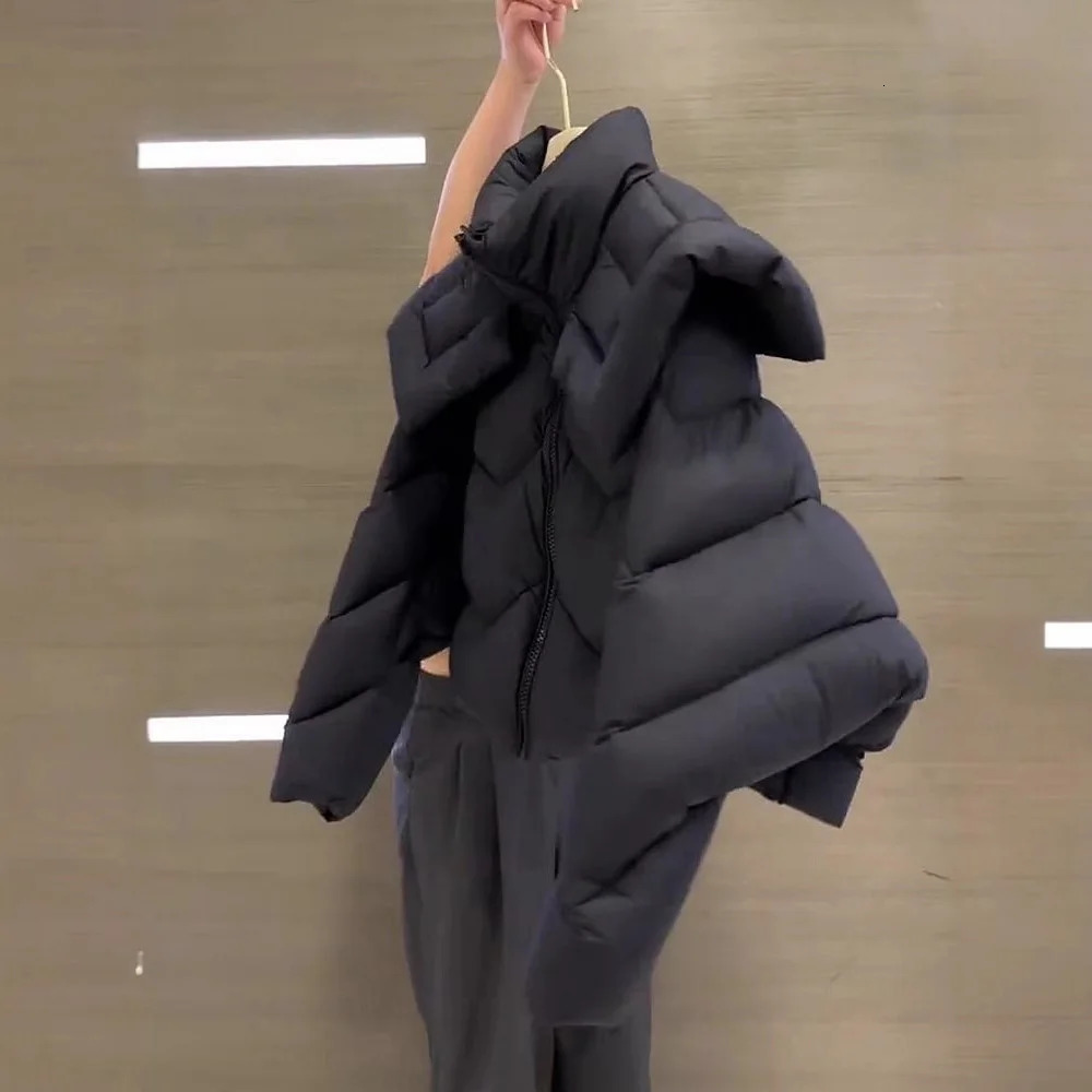 Women Thick Cotton Black Jackets Winter Warm Stand Collar Zipper Cotton Padded Coats Quilted Parkas Snow Wear Female Outerwear 251106