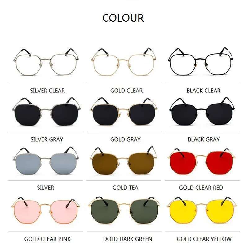 2024 Hexagon Sunglasses Women Brand Designer Sun Men Square Metal Frame Driving Fishing Glasses Goggle Zonnebril Mannen