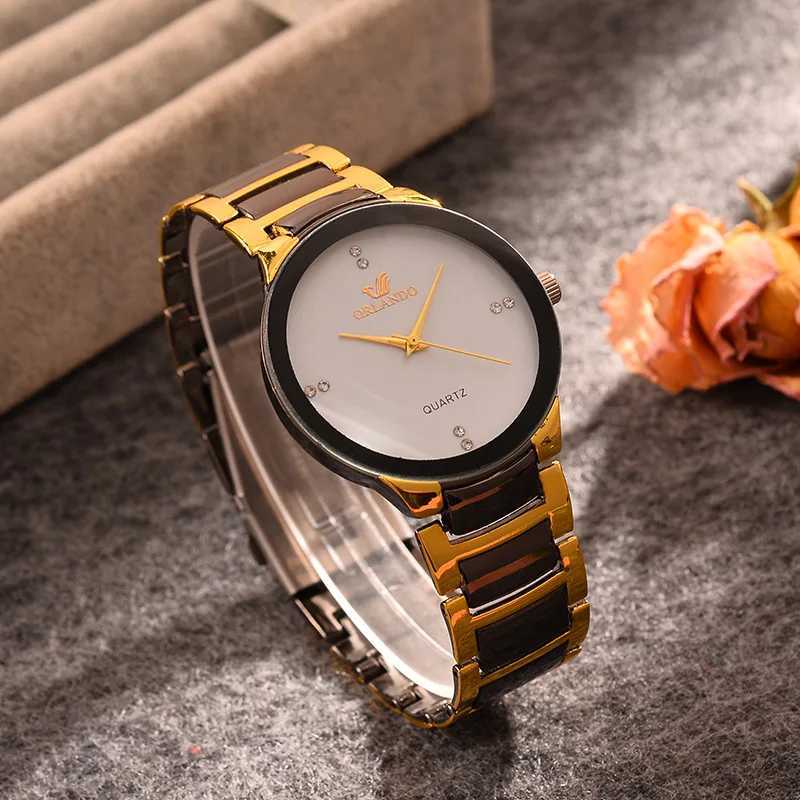 Orlando Mens Luxury Watch Arrives New Cool Black Gold Quartz Steel Watch Exquisite Masculino Religio Fashion Watch Y250407