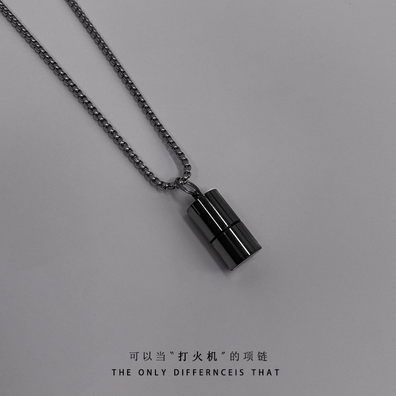 Lighter Titanium Steel Necklace, Men's Trendy Hip Hop Versatile Pendant, High Grade, Simple Necklace