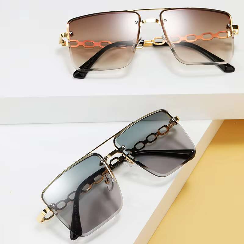 Factory Direct Supply Designer Chain Leg Shades Uv400 Sunglass Women square Steampunk Metal Spring Sunglasses