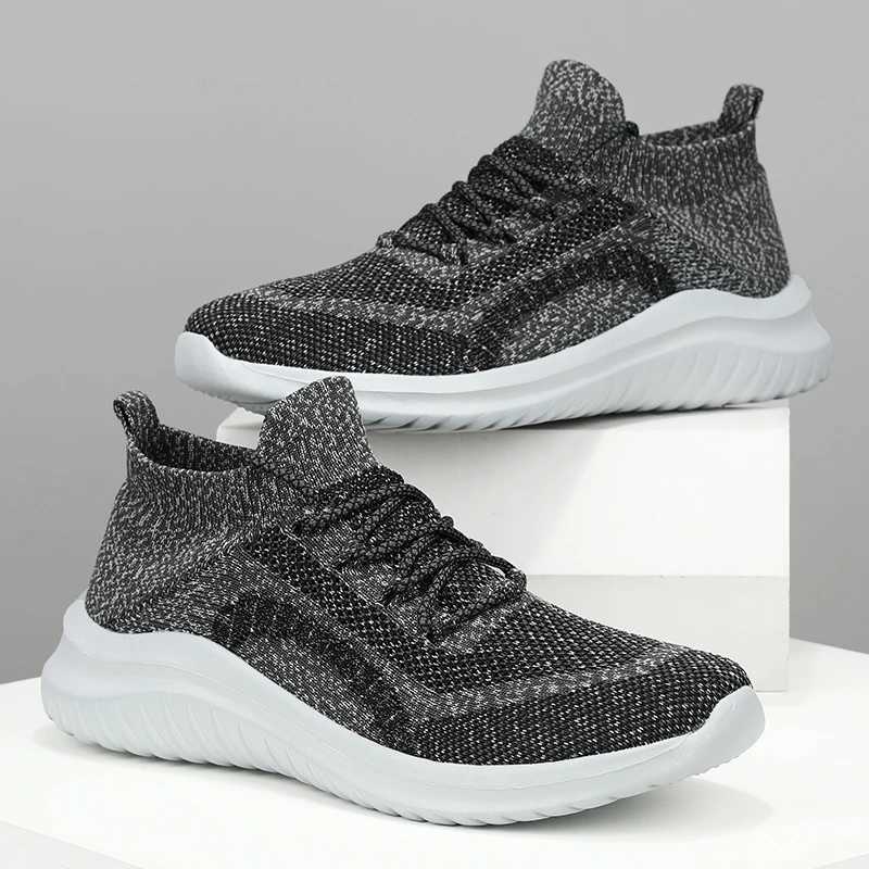 Mens casual walking shoes flight weaving sports shoes fashionable casual sports shoes thick soled walking and running shoes W250407