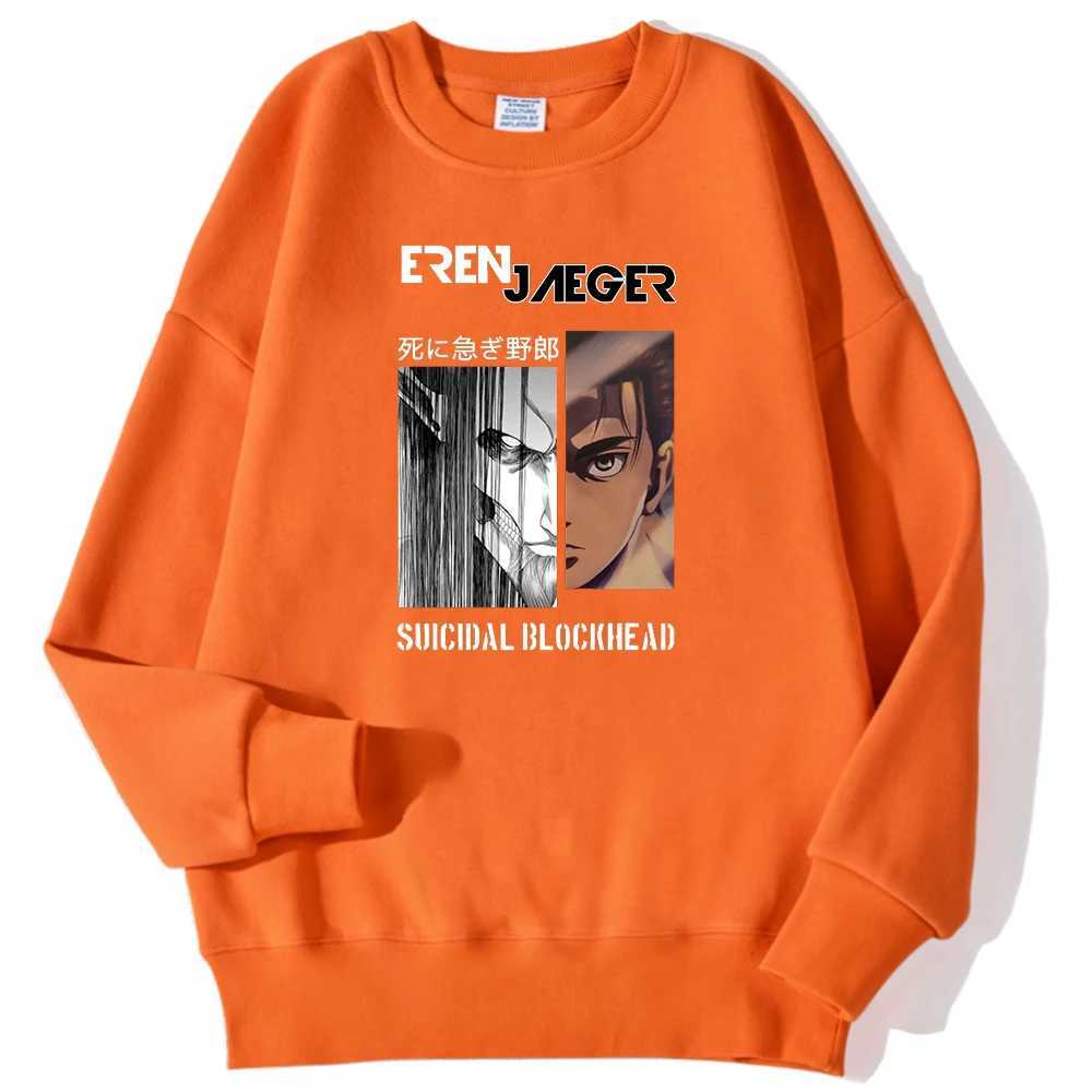 Eren Jaeger attacks Titan Printing mens sportswear fashionable and comfortable hooded sweatshirt retro soft pull Korean warm sportswear W250408