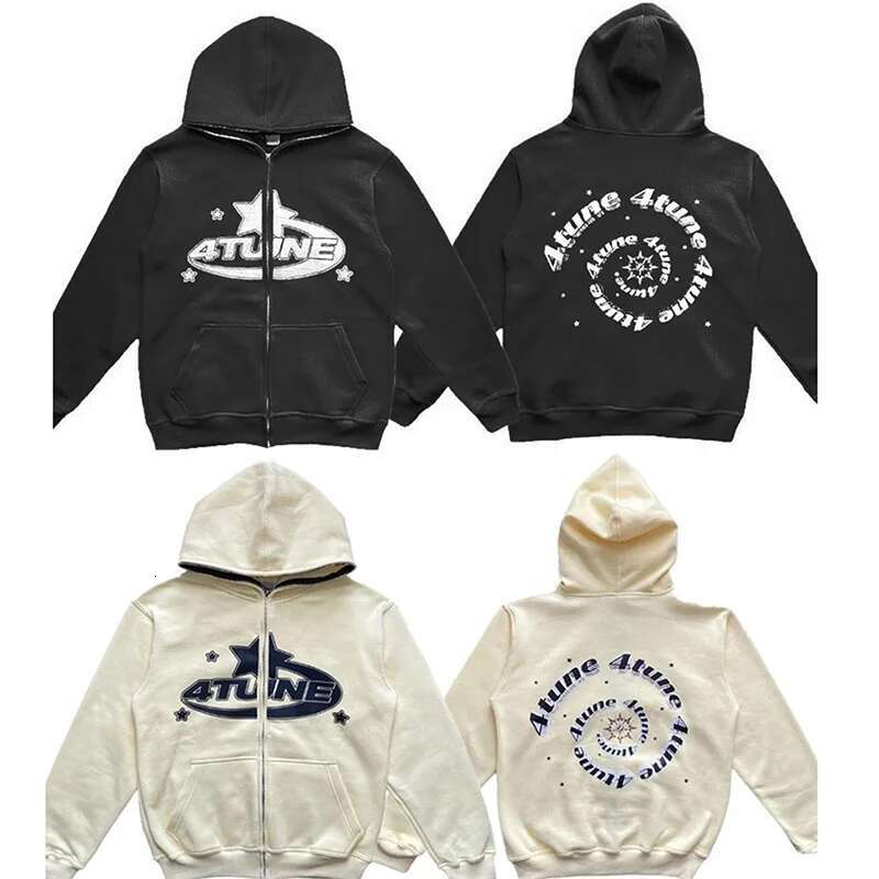 New Clothes Star Letter Print Retro Oversized Hoodie Y2k Street Hip-Hop Color Haruku Casual Zipper Women Sweatshirt