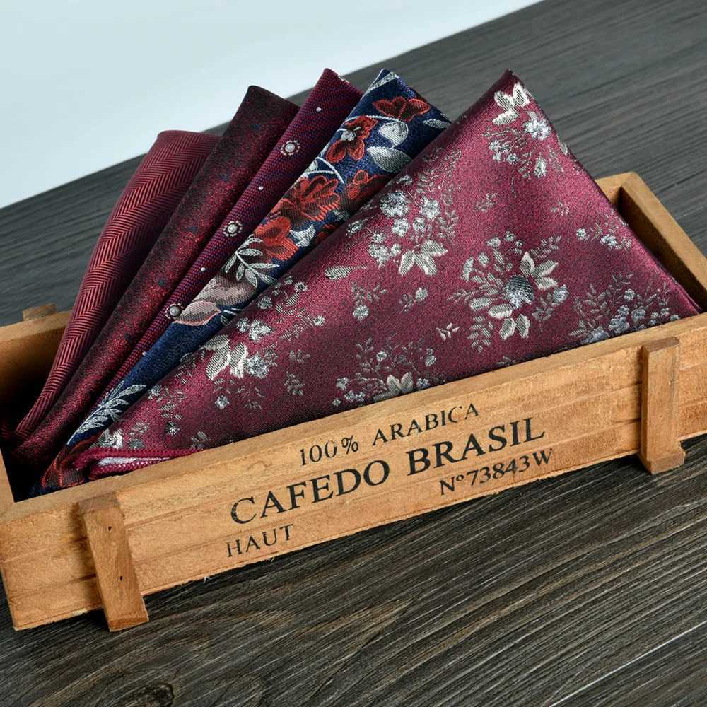 Wine Red 8cm Mens Formal Tie And Square Scarf 2-Piece Set for Business And Wedding X250407