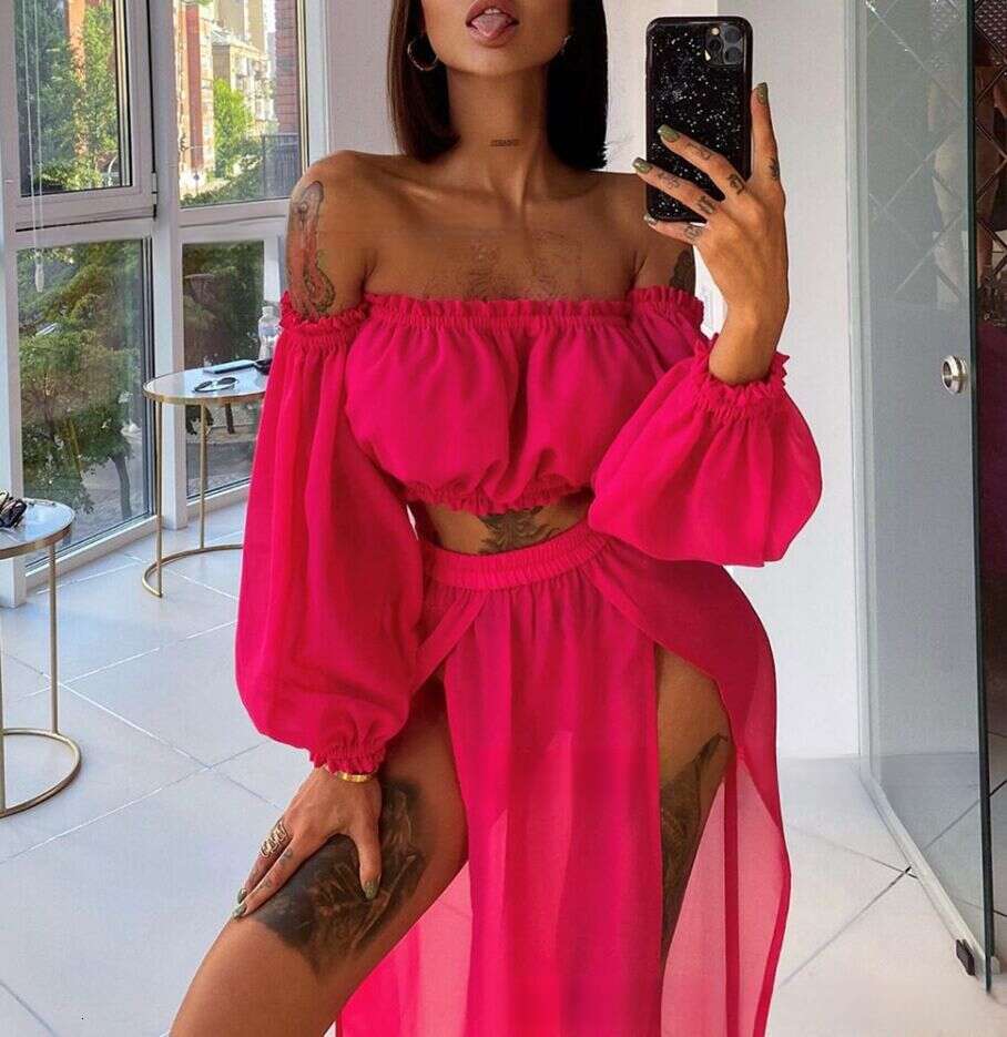European and American long sleeved solid color beach vacation sunscreen suit two-piece cover up shirt 17 colors, 2025 new casual fashion trend clothin