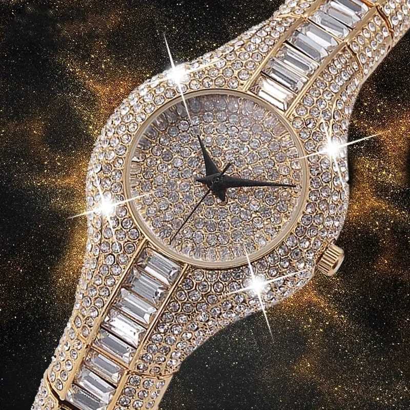 New luxury brand Rhinestone Diamond Womens Watch Quartz Bracelet Dress Bracelet Womens Watch Clock Reloj Mujer T250408