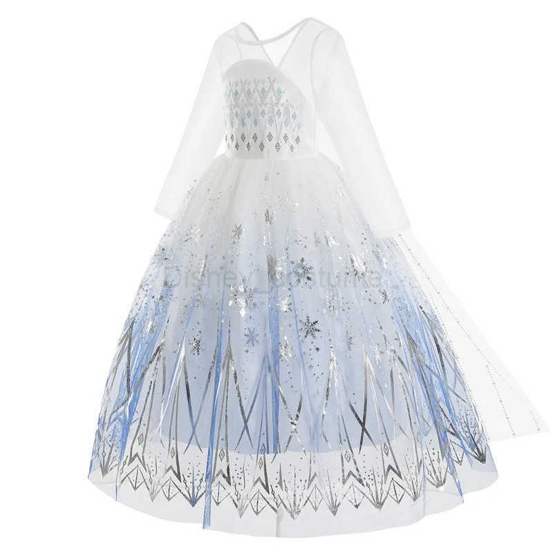Disney Elsa Costumes for Girls Cosplay Princess Birthday Dress Long White Snow Queen Dress Halloween Carnival Costume X250408