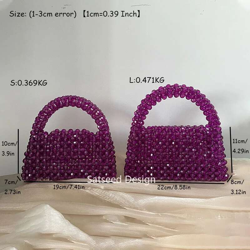 2Size Acrylic Bead Evening Bag With Ostrich Feather Fur Designer Brand Clear Tote Handbag Women Party Purse Handmade
