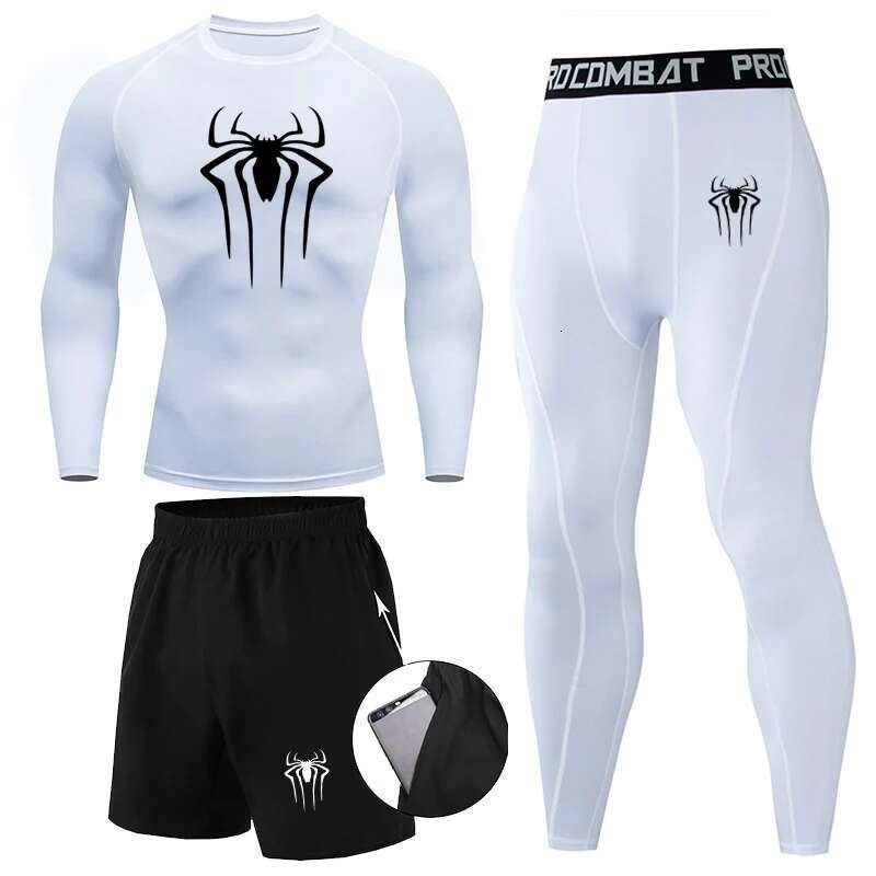 3Pc Winter Thermal Underwear Men Set Compression Sports Suit Long Johns Clothes Running Tracksuit Wear Exercise Workout Tights