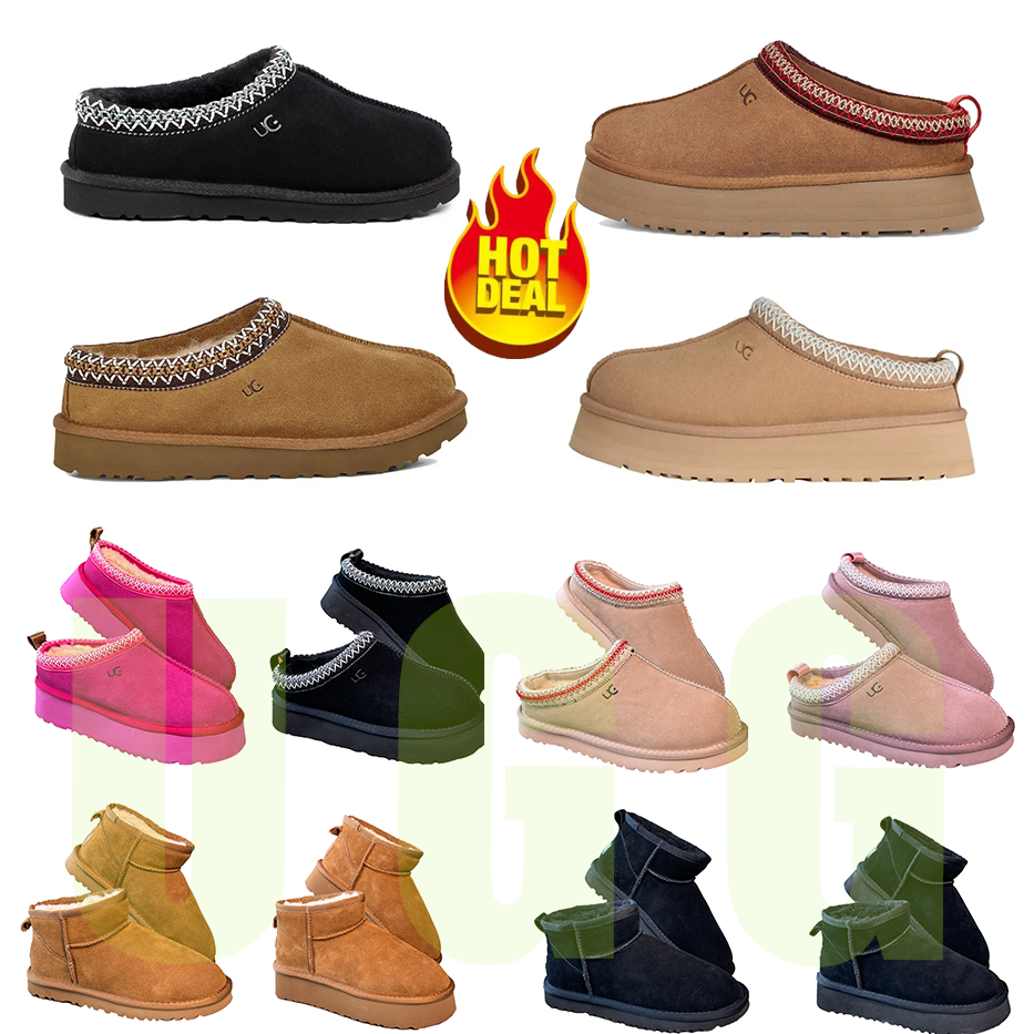 Designer Slippers luggage Snow boots Tasman Slippers Tazz mustard seed Chestnut Sand Fur Slides Sheepskin Classic Ultra Mini Platform Boot Winter Women Men