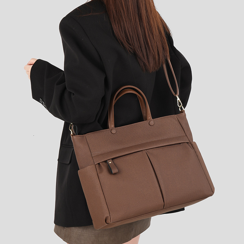 2025 New Large Capacity Tote Bag Women's Fashion Waterproof Briefcase Commuter Crossbody Single Shoulder Pen 15-inch Laptop Bag
