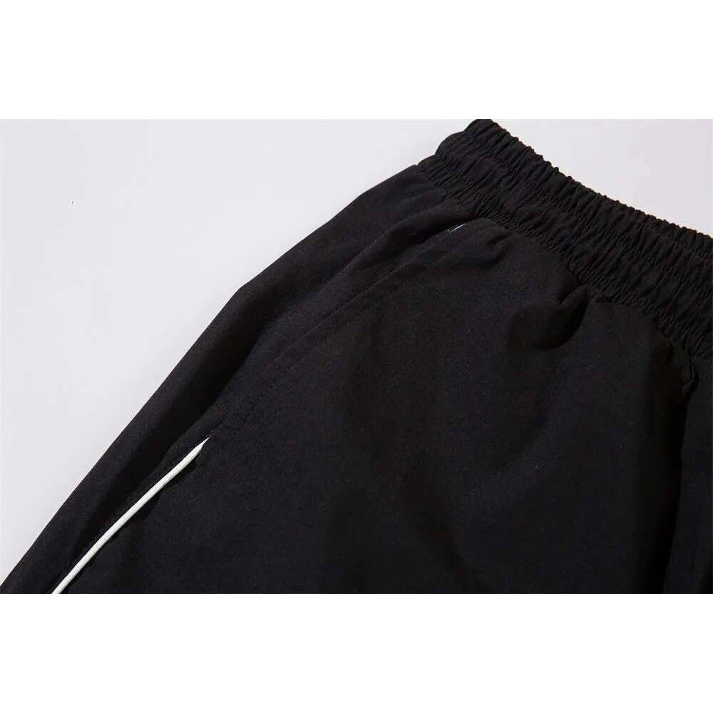 Contrast Paneled Pants Mens Summer Streetwear Elastic Waist Loose Straight Sports Trousers Men