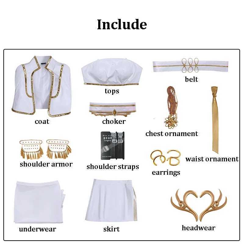 Kpop Rumi Zoey Mira Cosplay Costume Wig Women Girls White Leather Suit Halloween Carnival Party Comic-con Role Playing Outfit K251107