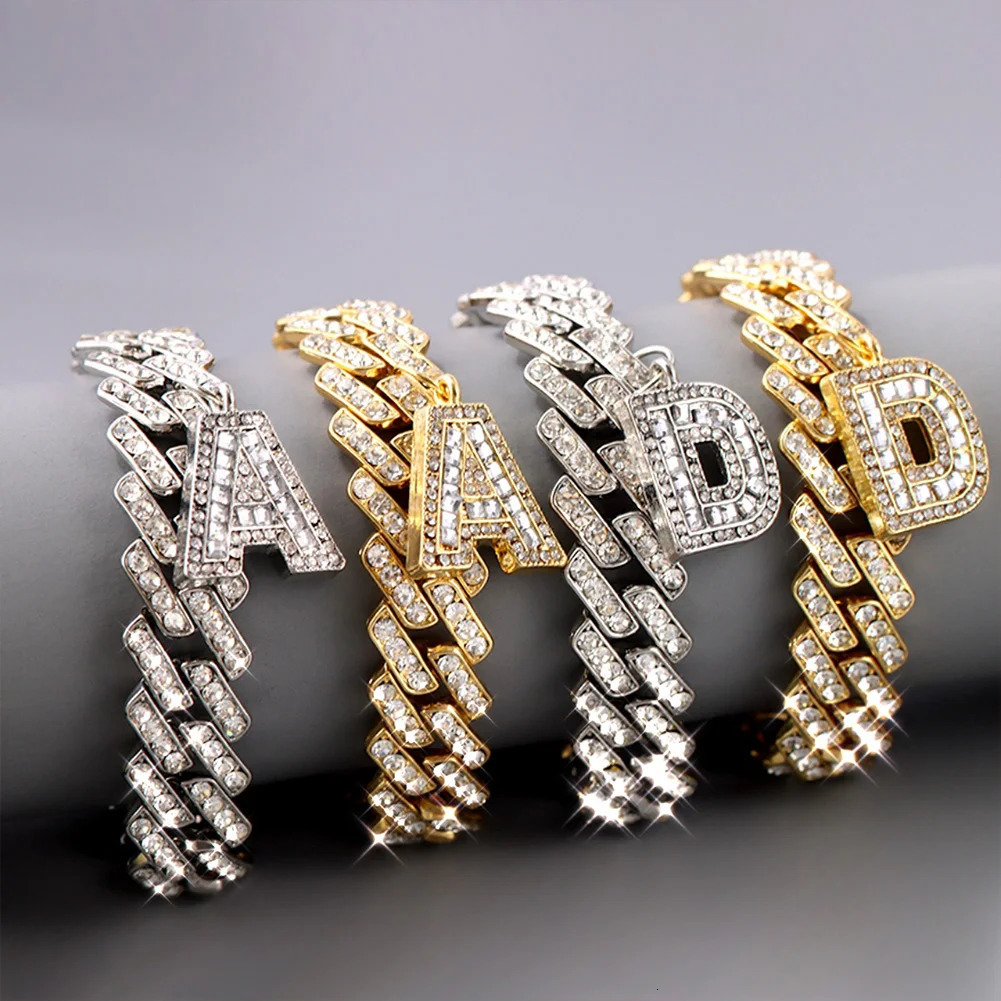 15mm DIY Gold Color Layered Initial Cuban Link Chain Iced Out Anklets for Women Cuban Anklet Bracelet Stainless Steel Jewelry 250403