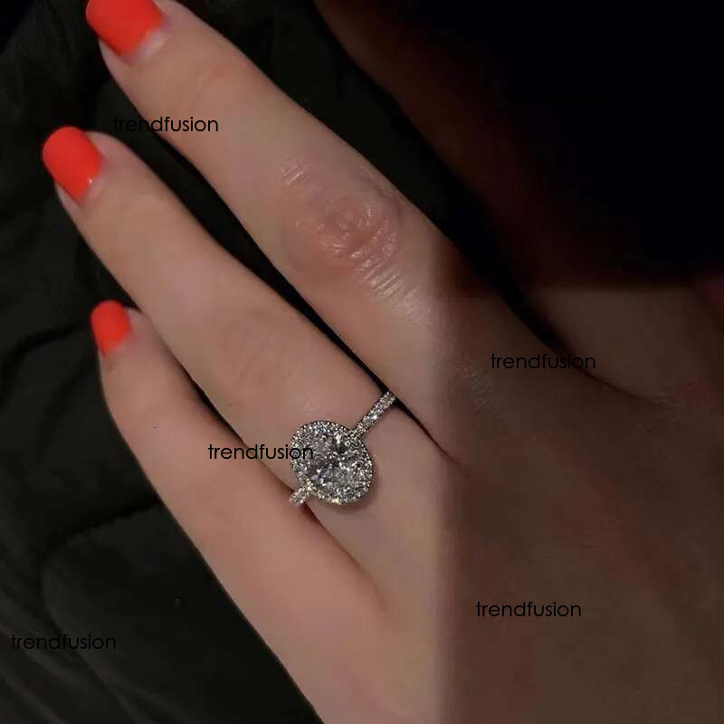 rings 1ct moissanite jewelry sterg sier cluster oval d color dia white gold engagement fashion lady