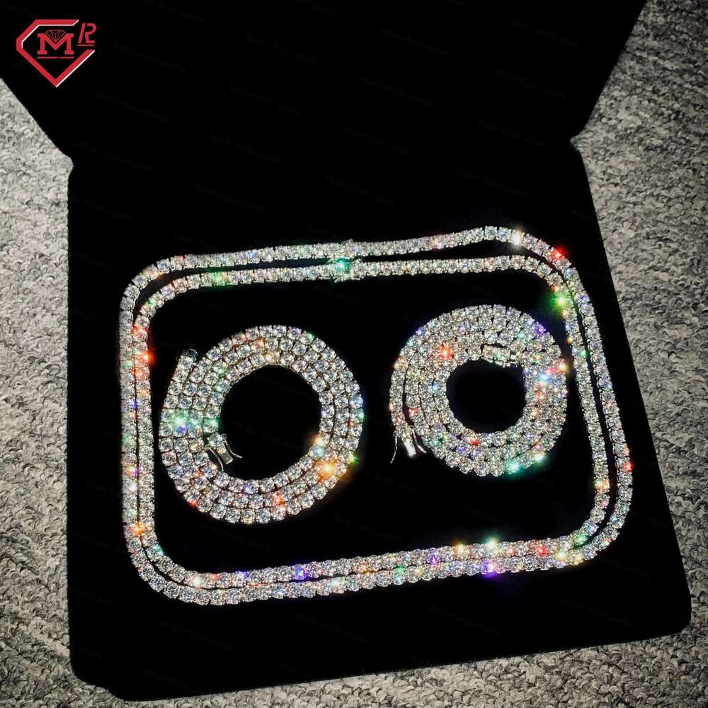 3mm 4mm 5mm 6mm Iced Out Necklace Sliver Ready to Ship Moissanite Tennis Chain