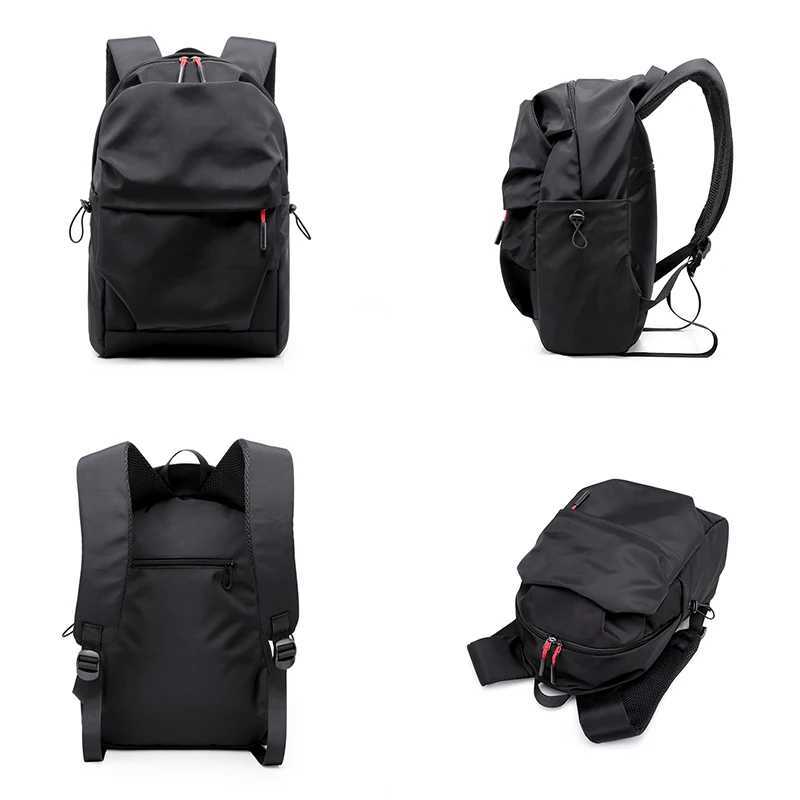 Multifunction Waterproof Backpack Men Luxury Student School Bags Notebook Backpacks Casual Pleated 15.6 Inch Laptop Bag For MenC250407
