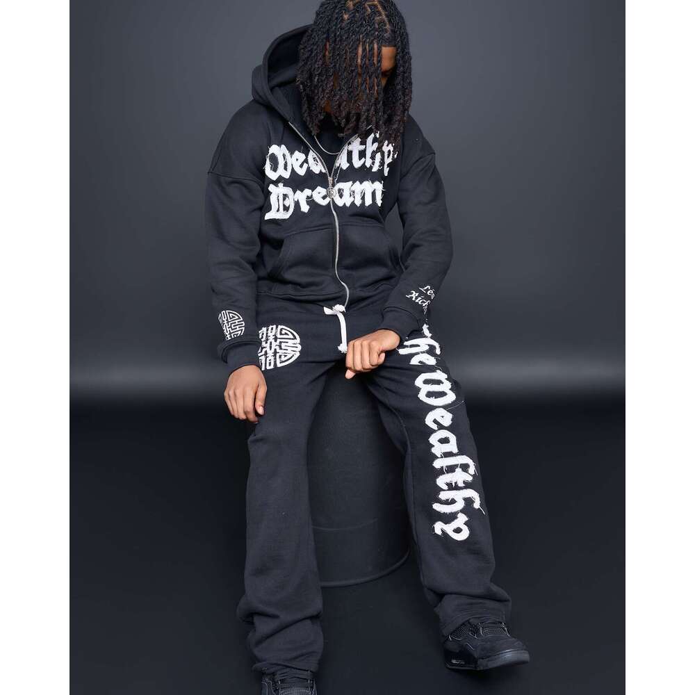 Y2 Men's and Women's Spring Loose Leisure Patchwork Embroidered Three Dimensional Pattern Fashion Street Set