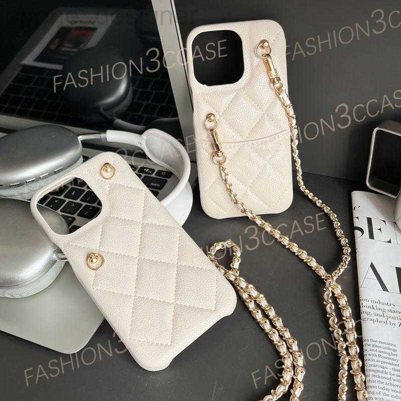 Designer Lychee Texture Case with Card Slot for iPhone 17 Pro max 16 14 15 plus 12 13 11 Crossbody Strap protection cover IILR