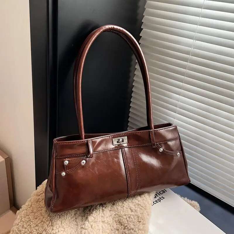 As82007 Textured Hand Carry Commuter Trend Shoulder 2025 New Simple And Fashionable Small Square Underarm Women's Bag