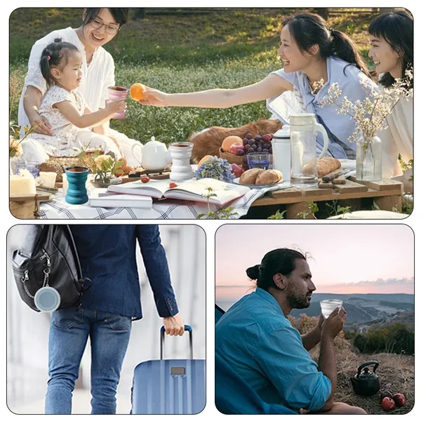 1/2pcs Portable Silicone Folding Water Cup Outdoor Heat Resistant Foldable Mug Collapsible Drinking Cups With Lid Travel Camping Z260202