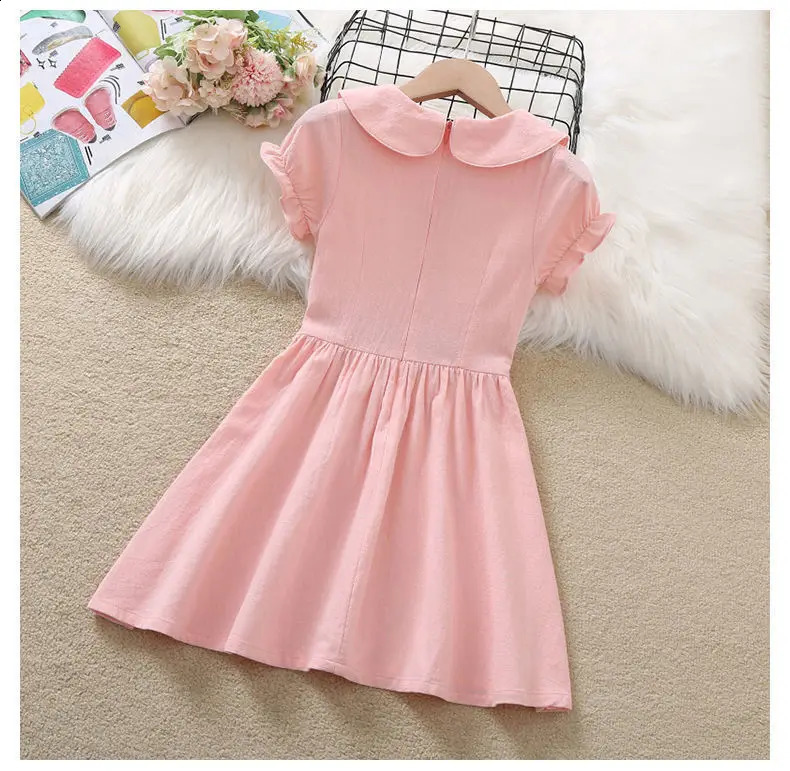 2025 teenager Summer Kids girls bow Fold Dresses Formal Princess Children braces maid skirt party 4 8 9 5 6 10 12 13 Years 250408