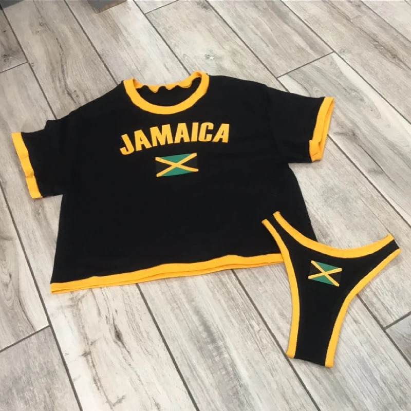 matching set for womens clothing sales womens suits Jamaican cut tops T-shirts and two-piece streetwear for summer 250407