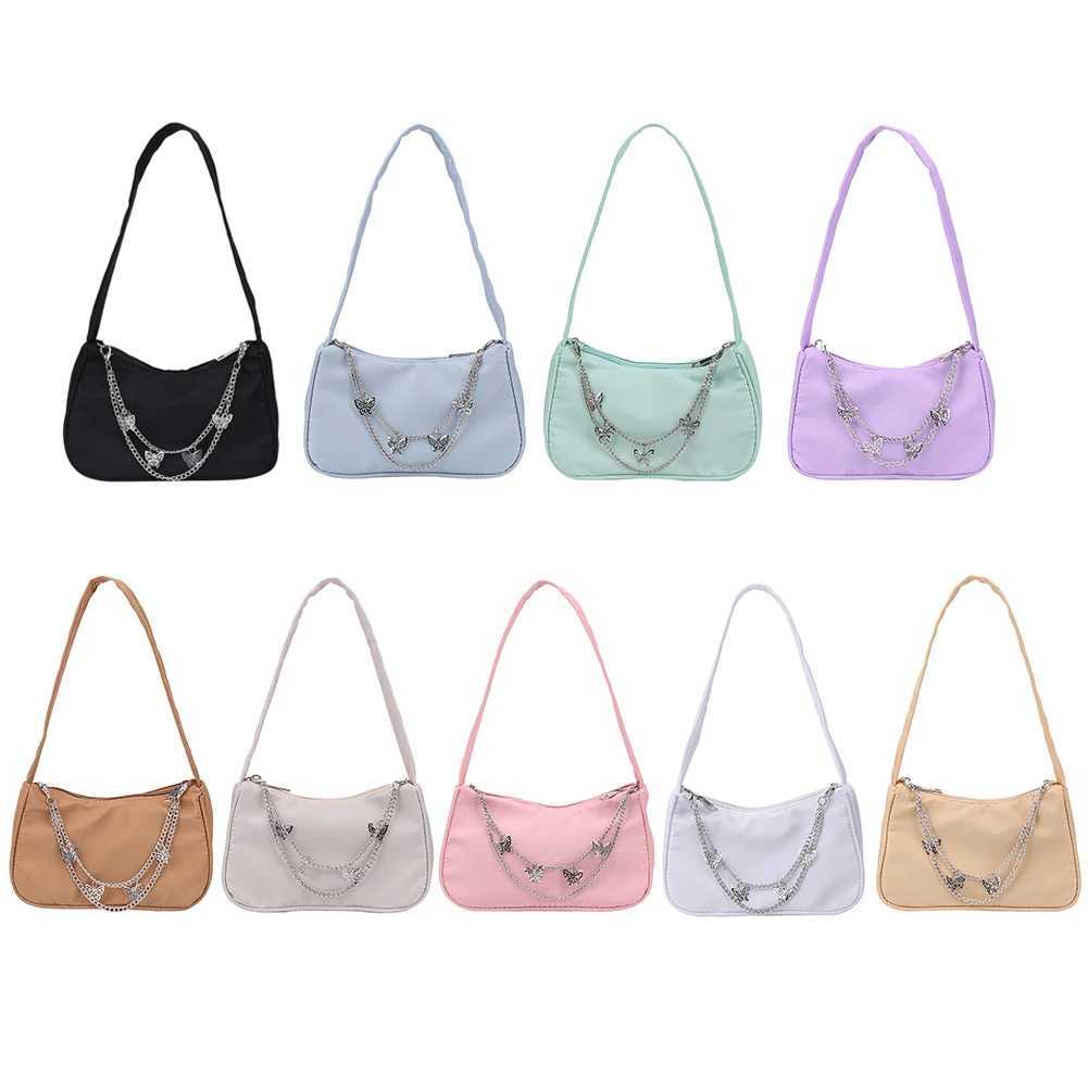 New Arrival Fashionable womens butterfly chain shoulder bag solid color casual full matching underwear bag elegant womens small homeless handbag T2504