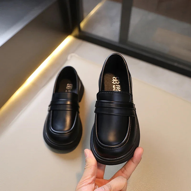 Girls Loafers Round-toe Children Fashion Princess Leather Shoes for Party Wedding Boys Kids Uniform School Shoes Soft All Match 250407