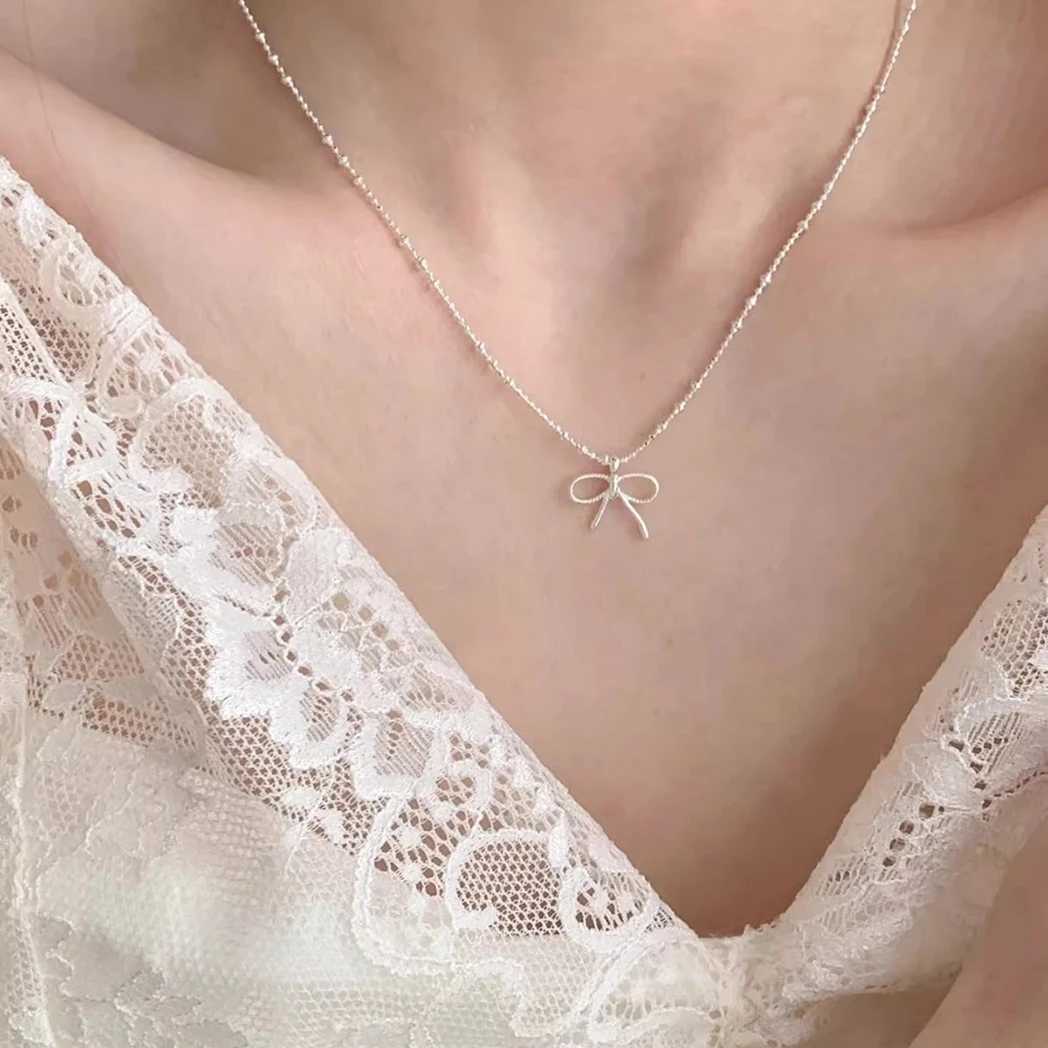 Creative Alloy Bowknot Necklace for WomenC250407