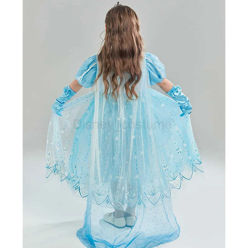 Disney Girl Snow Queen Costume Elsa Dress Kids Sequins Carnival Birthday Party Luxury Ball Gown 2-10Y Children Clothes Puffy Sleeve X250408
