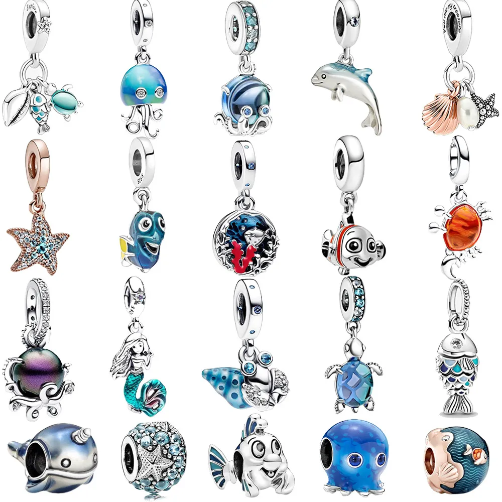 2025 New Designer Jewelry Clown Fish, Octopus, Starfish Three Piece Set S Silver Charm Is Suitable for Bracelet DIY Fashion Jewelry