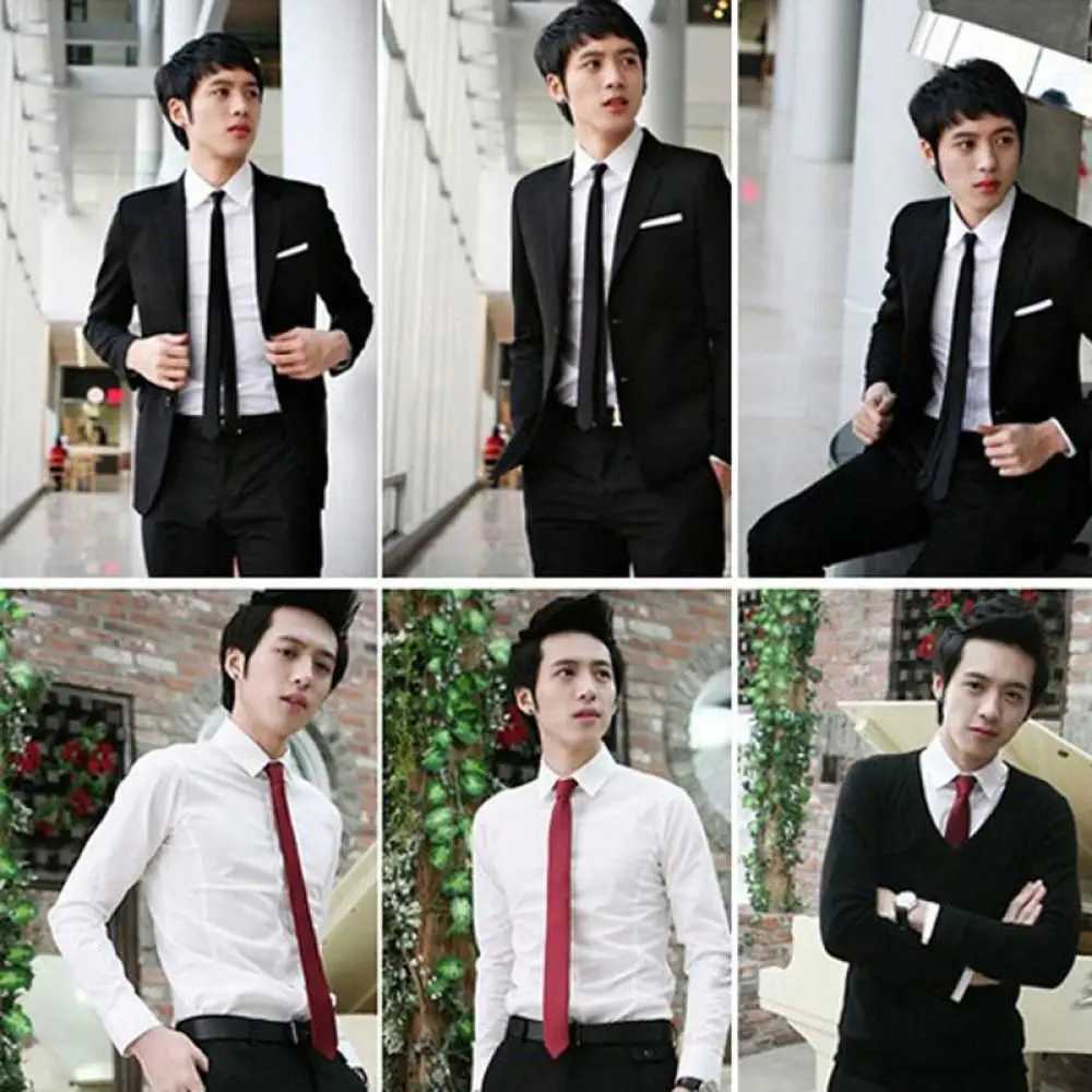 Fashion Casual Slim Plain Mens Solid Skinny Neck Party wedding Tie Silk Necktie X250407