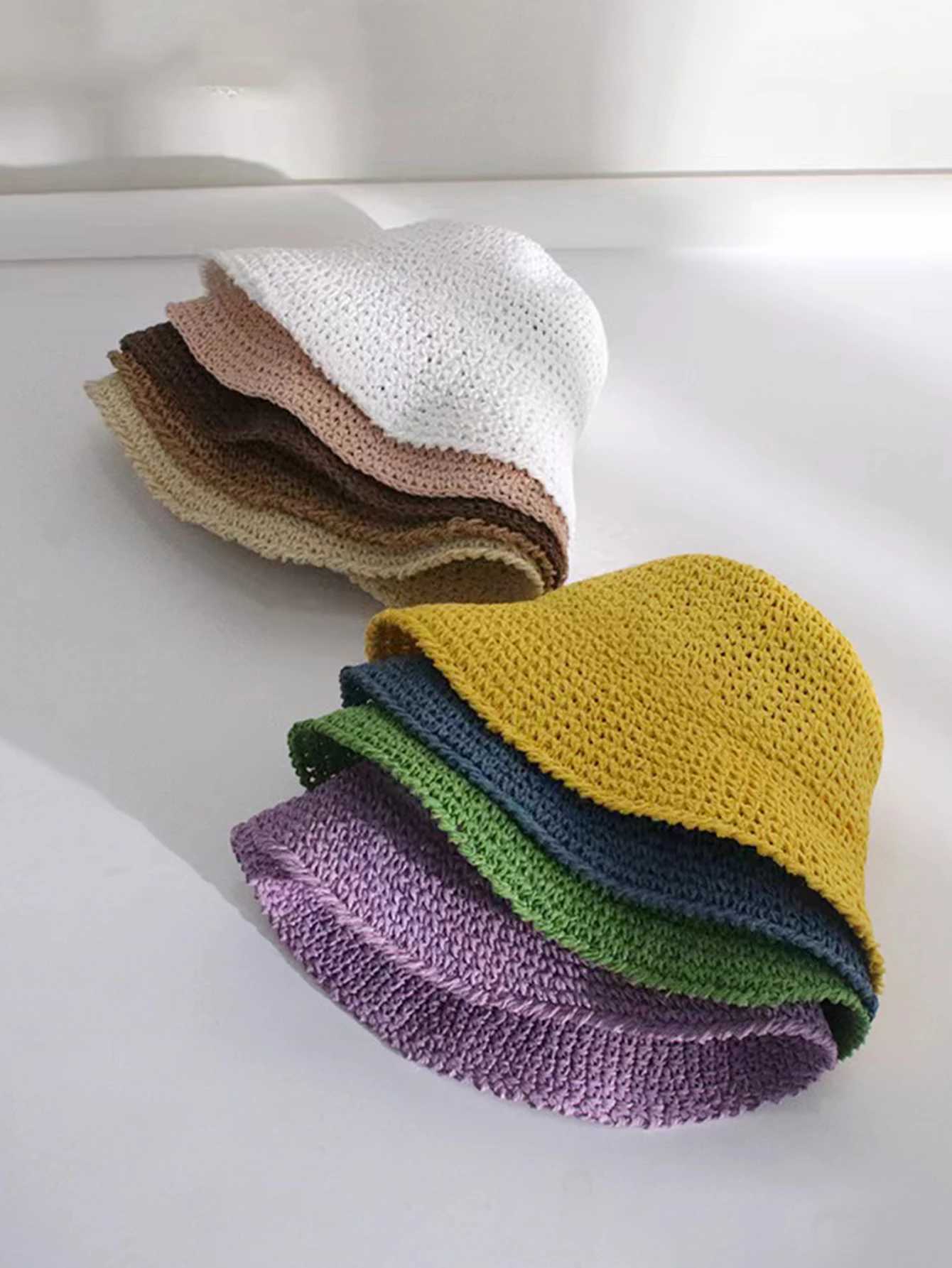 Straw hat hand made braided Wens big fishermans hat Protection Sun Hat Foldab Roll up bucket hat TravelC250407