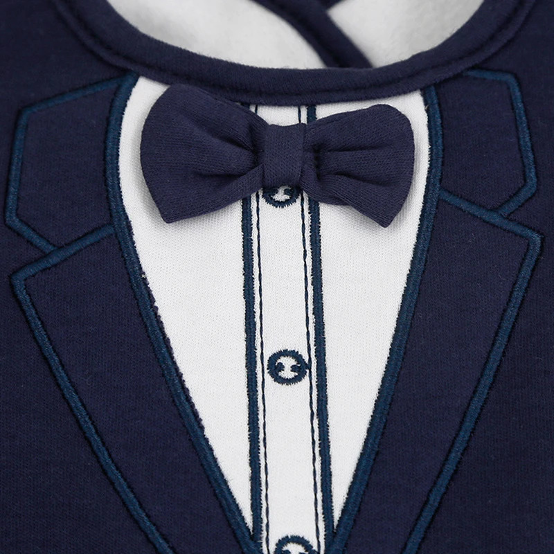 Full term born baby three-dimensional bow tie saliva towel waterproof gentleman bib male baby soft rice bag waterproof 250408