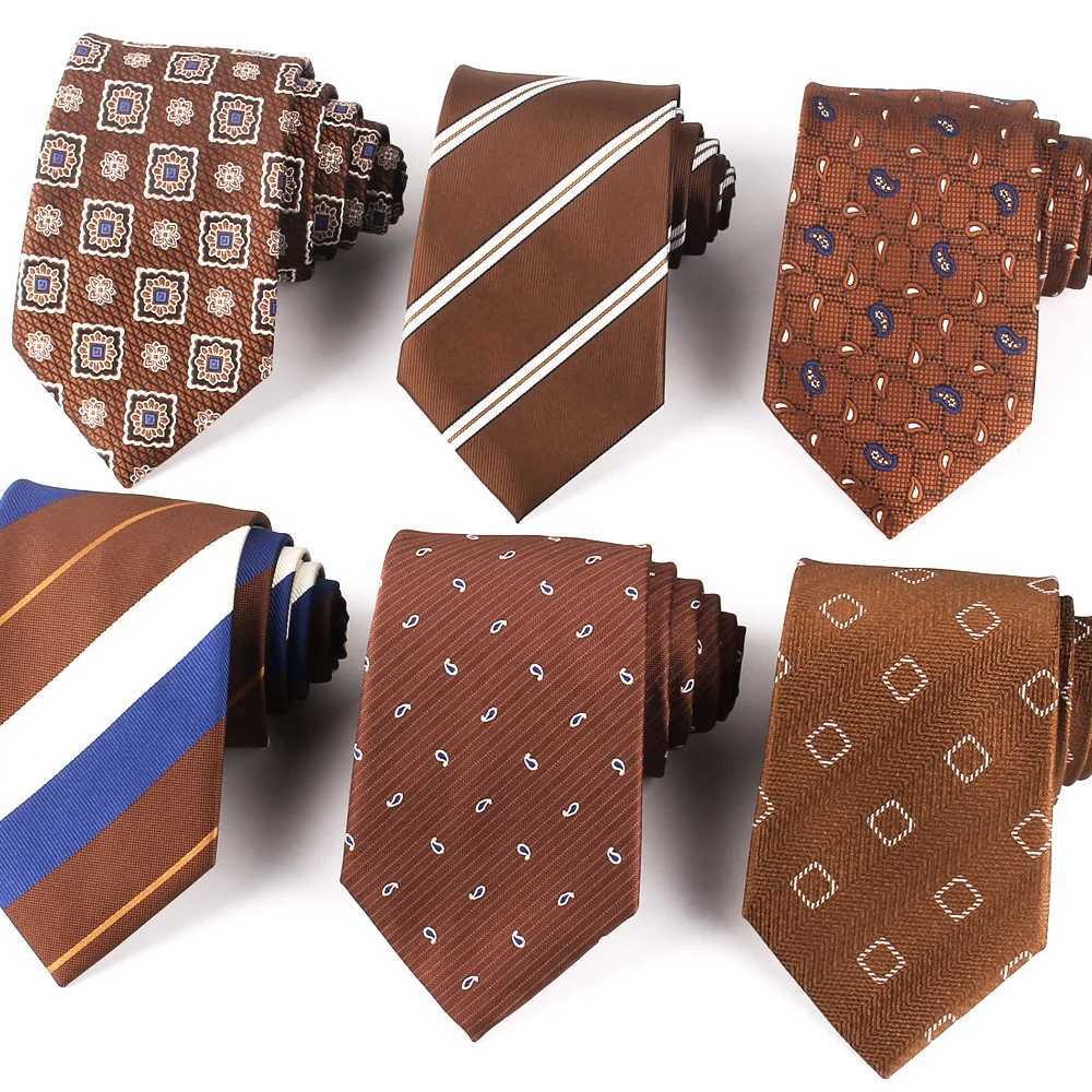 Wedding Tie For Men Wen Brown Color Neck Tie For Party Jacquard Neckties Adt Coffee Pattern Neck Ties For Grosmen Gifts X250407