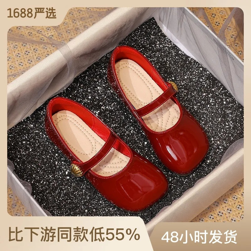 Girl Princess Shoes Spring Fashion Mary Jane Dress Dance Baby Kid Sandals Ballet Soft Sole Red Flats Girls Shoe Kids Shoe 250407