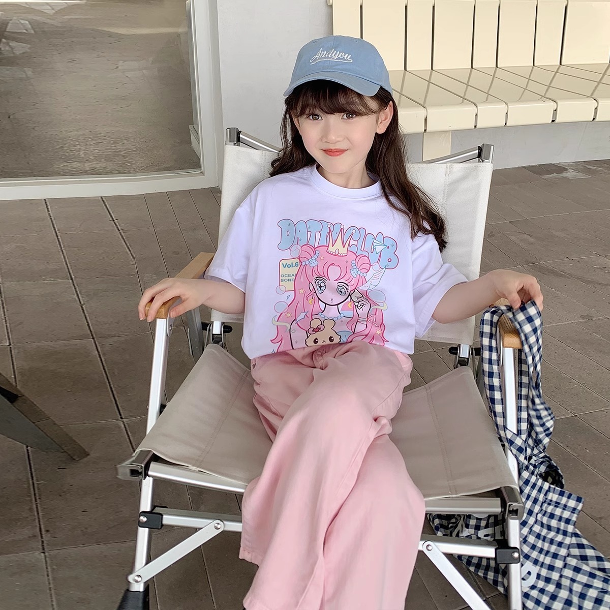 Ddmyshoesvip Girls Short Pure Cotton New Summer Loose Medium And Large Cartoon Print T Children S Half Sleeved T Shirt