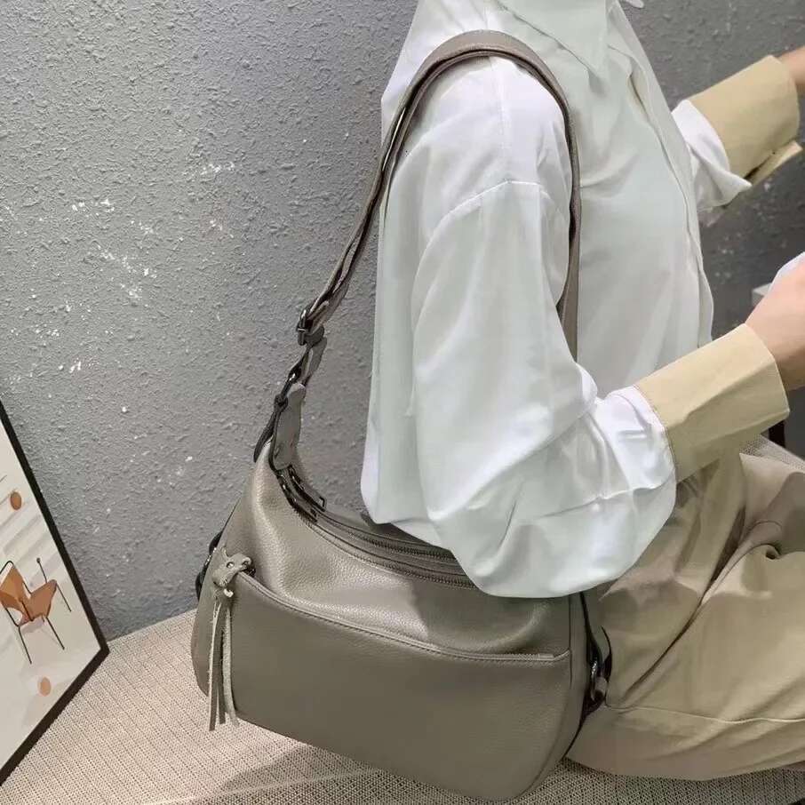 High Quality Skin Genuine Leather Women's Shoulder Crossbody Multi Compartment Hobo Bag Large Capacity Ladies' Handbag