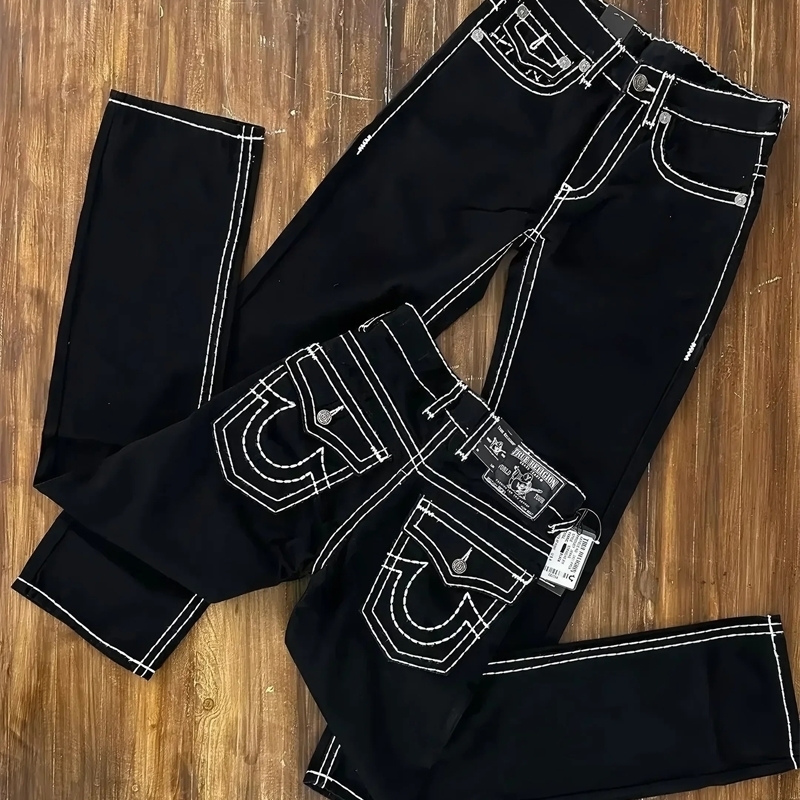 Harajuku Hip Hop Pocket Embroidery Baggy Jeans Vintage Buddha Jeans Men Women Streetwear Low Waist Wide Leg Trouser Y2K Clothing 250407