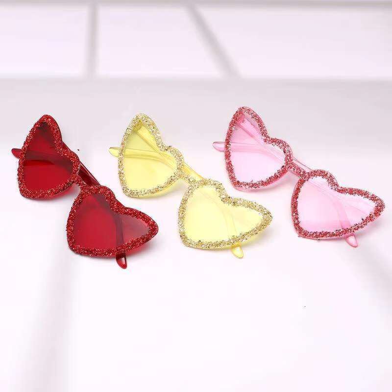 Candy Color Trendy Rhie Sunglasses Integrated Heart Shaped Dia Shades Glasses