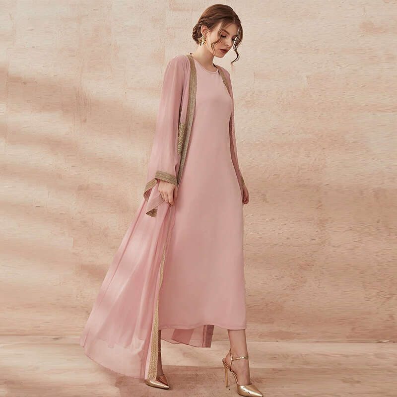 XF-T-21918 2025 Muslim Arabic Middle East Dubai Women's Set High Waist Long Dress